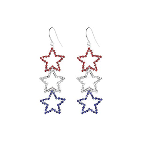 Small USA Triple Open Star Drop Earrings