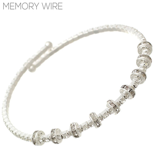 Delicate Memory Wire Bracelet with CZ Details